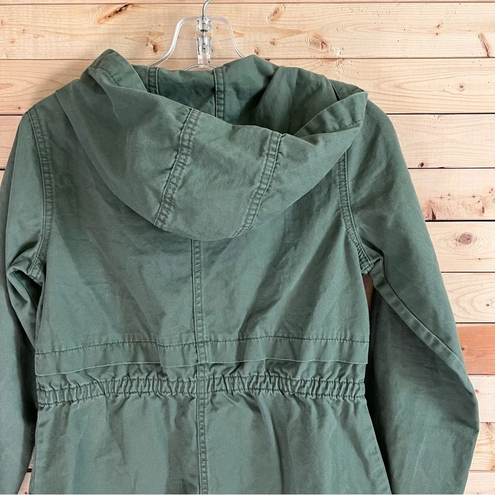Old Navy Army Green Zipper snap Button Front Hoody Jacket kids size XL (14)